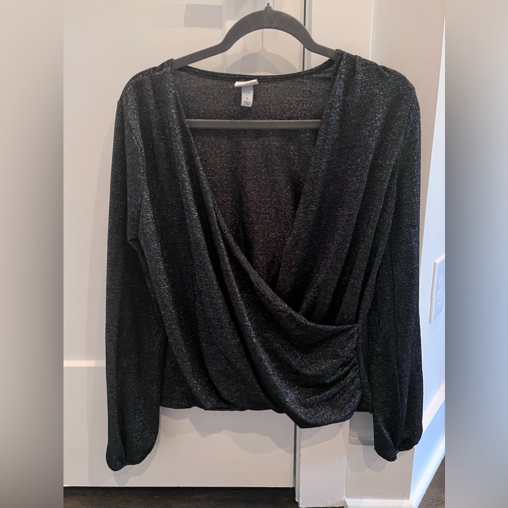 Sparkle Black 3/4 Length Sleeve Top